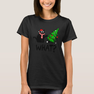 Schwarze Katze Was Weihnachten Weihnachtsmann Katz T-Shirt