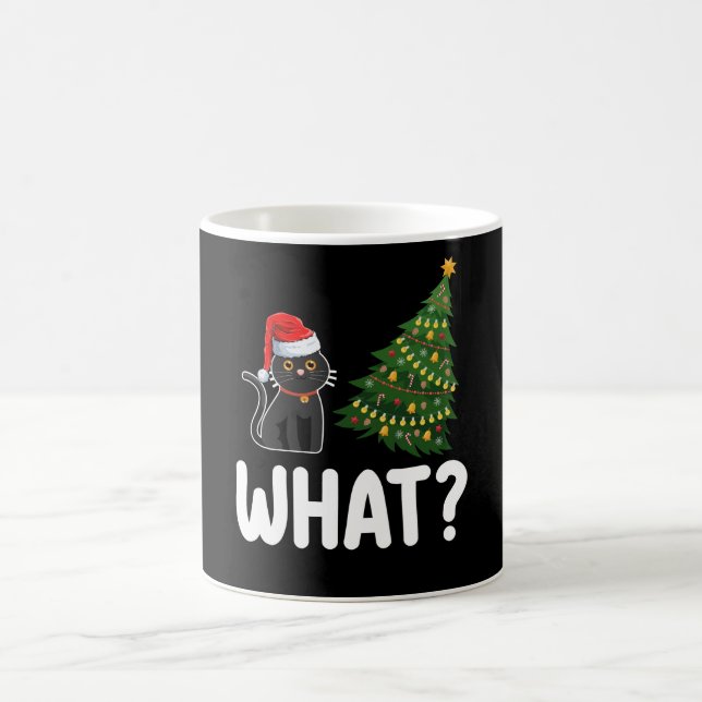 Schwarze Katze Was Weihnachtsbaum rauschen Funny Kaffeetasse (Mittel)