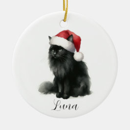 Schwarze Katze Wasserfarbe bei Feierliche Weihnach Keramik Ornament