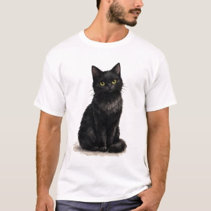 Schwarze Katze Wasserfarbe Clipart T-Shirt