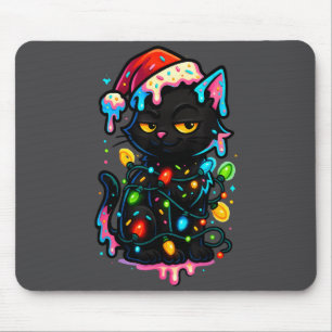 Schwarze Katze Weihnachten Eiscreme-Tropfen Weihna Mousepad