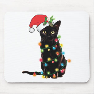 Schwarze Katze Weihnachten geknallt in WeihnachtsL Mousepad