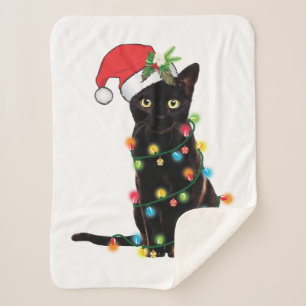 Schwarze Katze Weihnachten geknallt in WeihnachtsL Sherpadecke