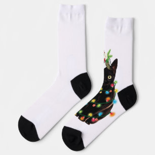 Schwarze Katze Weihnachten geknallt in WeihnachtsL Socken