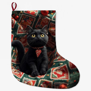 Schwarze Katze Weihnachten Großer Weihnachtsstrumpf