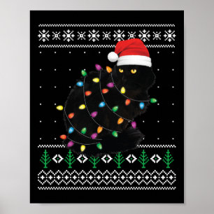 Schwarze Katze Weihnachten Hässlicher Pullover Lus Poster