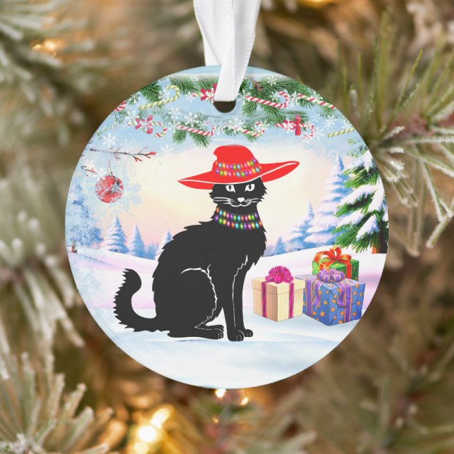 Schwarze Katze Weihnachten Ornament (Baum)