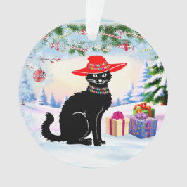Schwarze Katze Weihnachten Ornament