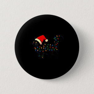 Schwarze Katze Weihnachten Santa Hut Lustig Button