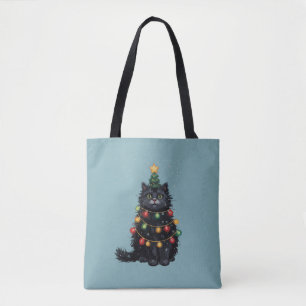 Schwarze Katze Weihnachtsbaum Ölbild verändert 