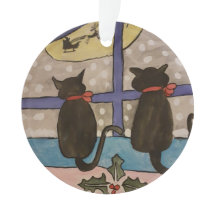 Schwarze Katze Weihnachtsbaumdekoration