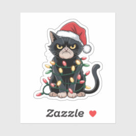 Schwarze Katze Weihnachtsedition Aufkleber