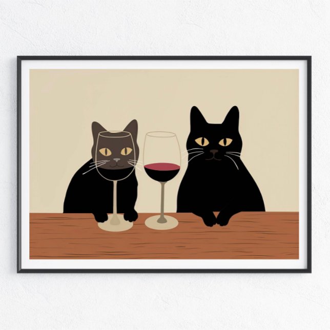 Schwarze Katze Weinliebhaber Poster (Von Creator hochgeladen)