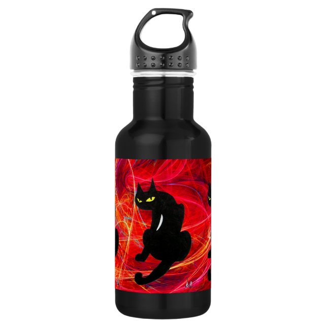 SCHWARZE KATZE weiß Edelstahlflasche (Vorderseite)