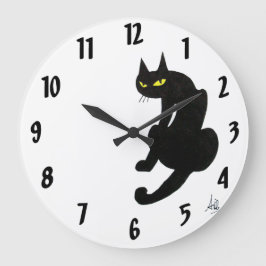 SCHWARZE KATZE weiß Große Wanduhr
