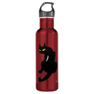 SCHWARZE KATZE weiß, orange gelb Trinkflasche