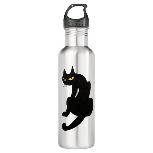 SCHWARZE KATZE weiß Trinkflasche (Vorderseite)