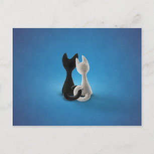 Schwarze Katze Weiße Katze (Farbe 1) Postkarte