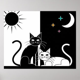 Schwarze Katze, weiße Katze Poster