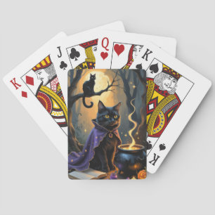 Schwarze Katze Whimsical Halloween-Malerei Spielkarten