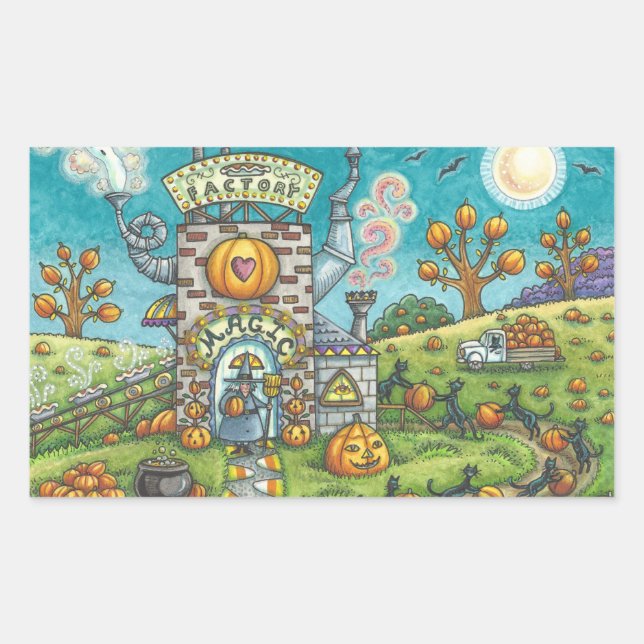 SCHWARZE KATZE, WITCH PUMPKIN PIE FACTORSTICKERS R RECHTECKIGER AUFKLEBER (Vorderseite)