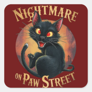 Schwarze Katze, wo Horror Fantasie trifft Quadratischer Aufkleber