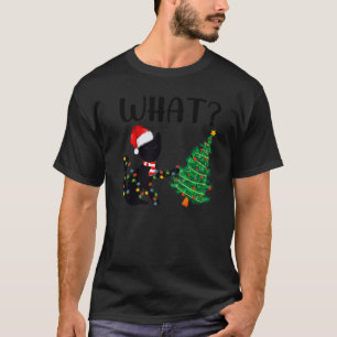 Schwarze Katze Xmas Santa Schwarze Katze Weihnach T-Shirt