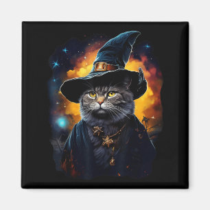 Schwarze Katze Zauberer Halloween Hexe Mystisch Sc Magnet