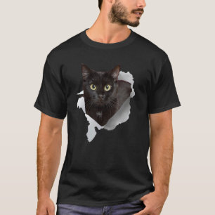 Schwarze Katze zerrissenes Tuch Für Katze Katzen T-Shirt