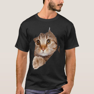 Schwarze Katze zerrissenes Tuch Katze Katzenmutter T-Shirt
