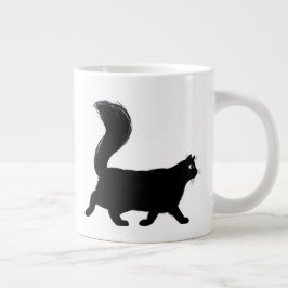 Schwarze Katze zu Fuß mit langatmigem Schwanz Jumbo-Tasse