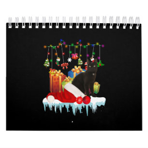 Schwarze Katze zu Weihnachten Kalender