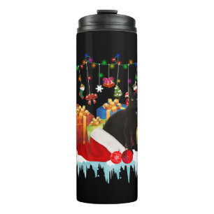 Schwarze Katze zu Weihnachten Thermosbecher