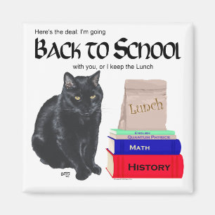 Schwarze Katze Zurück zur Schule Magnet