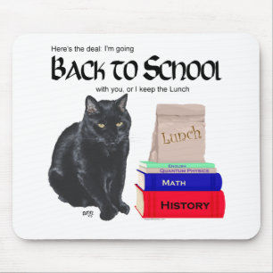 Schwarze Katze Zurück zur Schule Mousepad