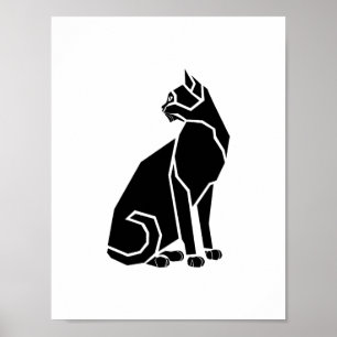 Schwarze Katze zurückblickend Poster