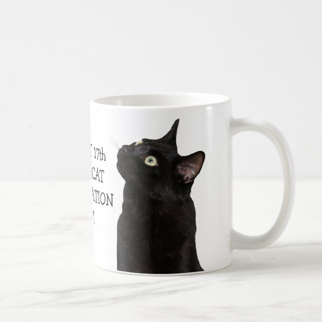 Schwarze Katzen-Anerkennungs-TagesTasse Tasse (Rechts)