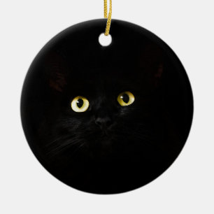 Schwarze Katzen-Ansicht-Katzenaugen-Katze, die Keramik Ornament