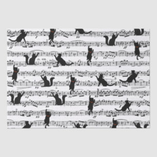 Schwarze Katzen auf Blatt Musik Seidenpapier