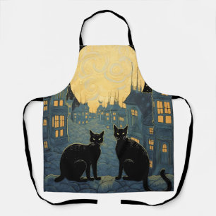 Schwarze Katzen auf dem Dach Schürze