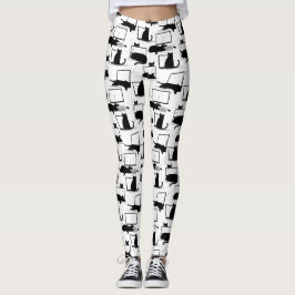 Schwarze Katzen auf Laptops Leggings