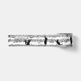 Schwarze Katzen auf Musik Satinband