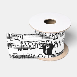 Schwarze Katzen auf Musik Satinband