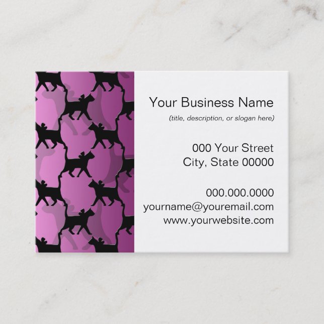 Schwarze Katzen auf PInk Visitenkarte (Vorderseite)