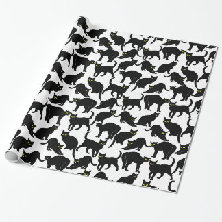 Schwarze Katzen auf weißem Hintergrund Geschenkpapier