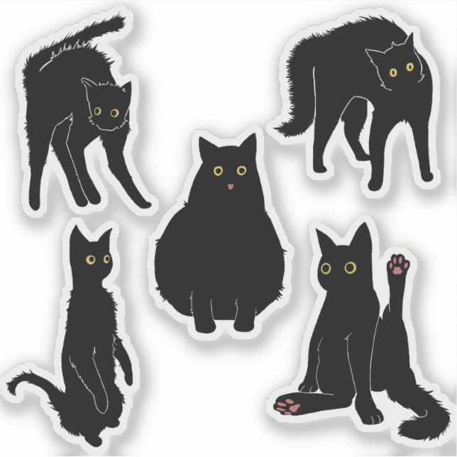 Schwarze Katzen  Aufkleber (Vorderseite)