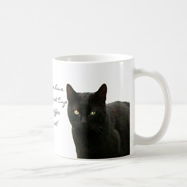 Schwarze Katzen-Aufpassen Kaffeetasse (Rechts)