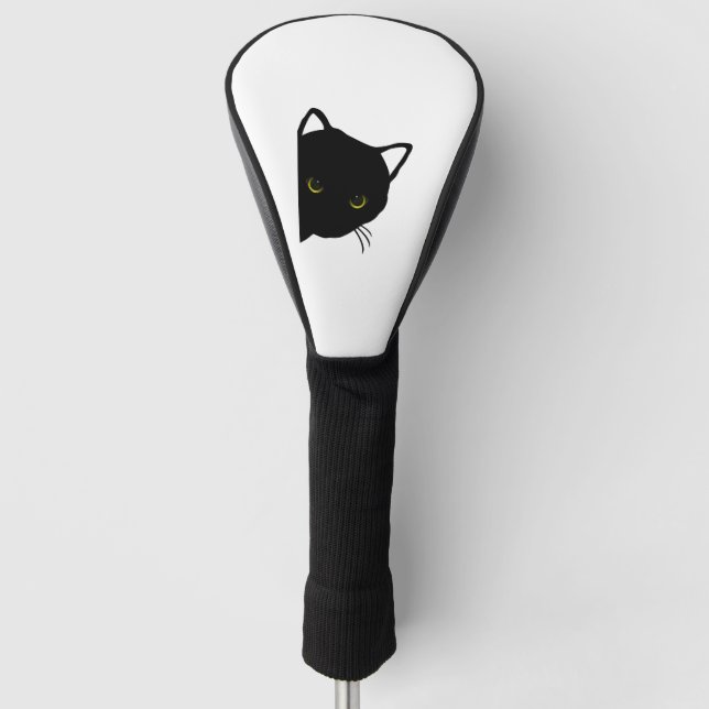 schwarze Katzen Augen links Golf Headcover (Vorderseite)