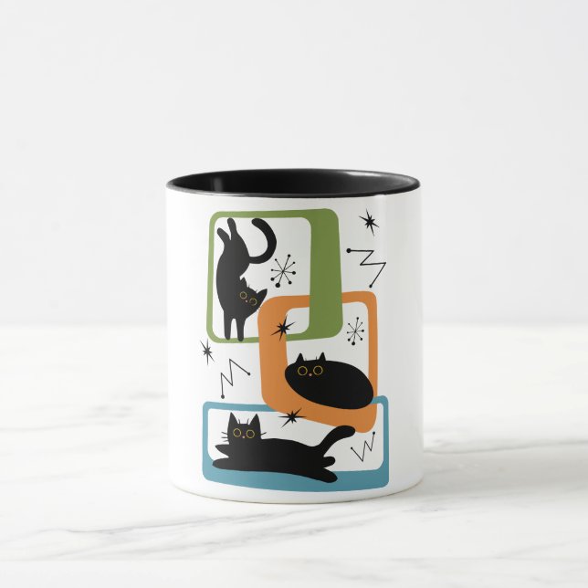 Schwarze Katzen aus der Mitte des Jahrhunderts Tasse (Zentrum)
