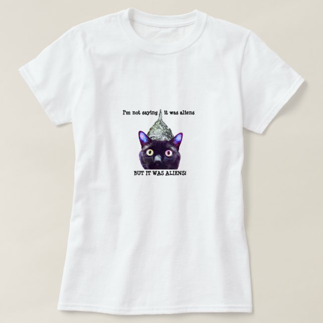 Schwarze Katzen-Außerirdische-T - Shirt (Design vorne)